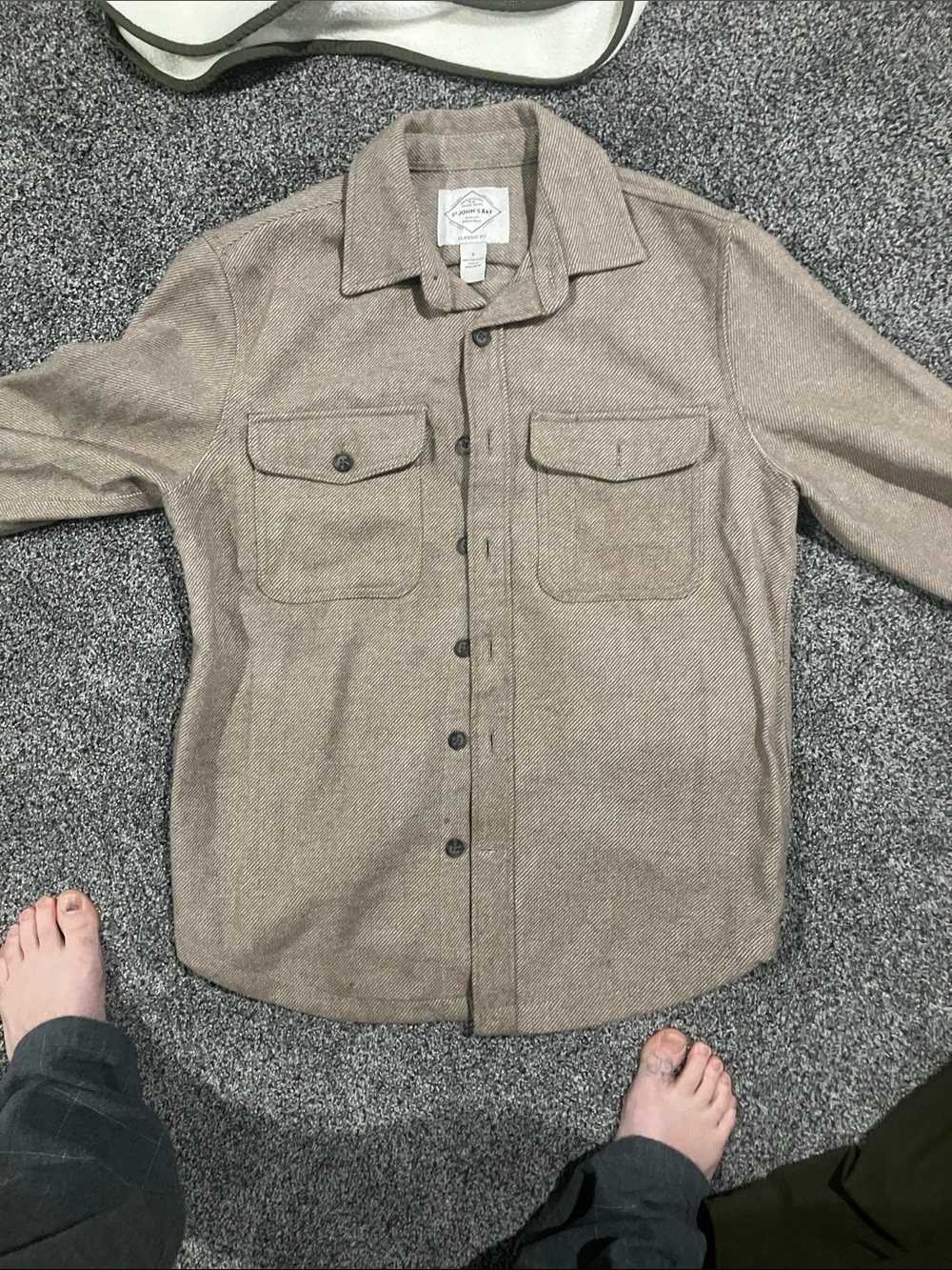 St. John's Bay Brown Herringbone Button-Front Shirt Jacket